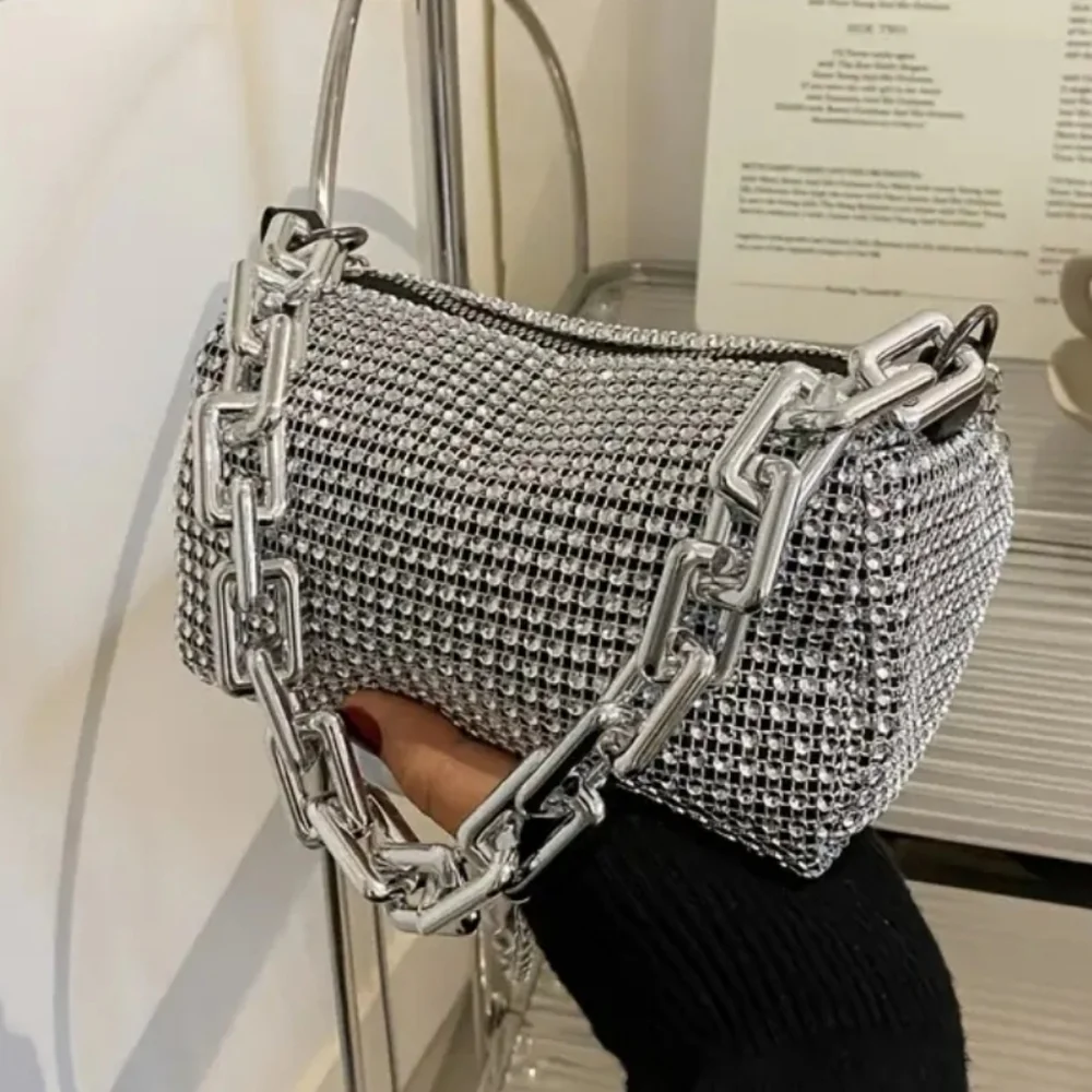 Sale SUPER CUTE BLINGY STUDDED BAG. CROSSBODY SATCHEL FANNY PACK WHITE  & SILVER